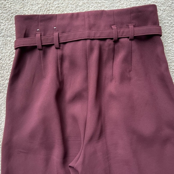 Burgundy High Waist Long Wide Leg Trousers main image 0